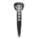 TK2832 - IP Light Black (IP Gun) Stainless Steel Ring with Precious Stone Amethyst Crystal in Amethyst - Alamode - Flyclothing LLC