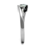 TK2833 - High polished (no plating) Stainless Steel Ring with AAA Grade CZ in Clear - Alamode - Flyclothing LLC