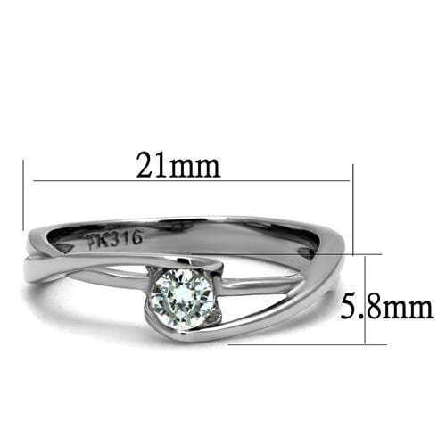 TK2835 - High polished (no plating) Stainless Steel Ring with AAA Grade CZ in Clear - Alamode - Flyclothing LLC