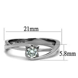 TK2835 - High polished (no plating) Stainless Steel Ring with AAA Grade CZ  in Clear