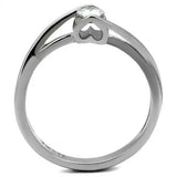 TK2835 - High polished (no plating) Stainless Steel Ring with AAA Grade CZ in Clear - Alamode - Flyclothing LLC