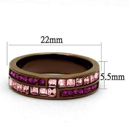 TK2837 - IP Coffee light Stainless Steel Ring with Top Grade Crystal in Multi Color - Alamode - Flyclothing LLC