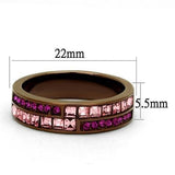 TK2837 - IP Coffee light Stainless Steel Ring with Top Grade Crystal  in Multi Color - Alamode