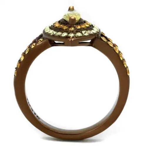 TK2838 - IP Coffee light Stainless Steel Ring with AAA Grade CZ in Citrine Yellow - Alamode - Flyclothing LLC