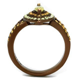 TK2838 - IP Coffee light Stainless Steel Ring with AAA Grade CZ  in Citrine Yellow - Alamode