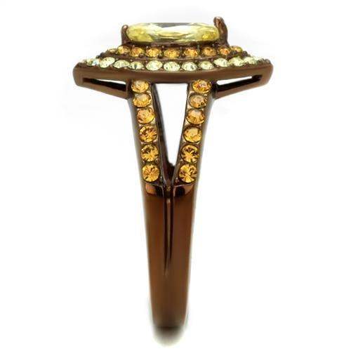 TK2838 - IP Coffee light Stainless Steel Ring with AAA Grade CZ in Citrine Yellow - Alamode - Flyclothing LLC