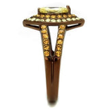 TK2838 - IP Coffee light Stainless Steel Ring with AAA Grade CZ  in Citrine Yellow