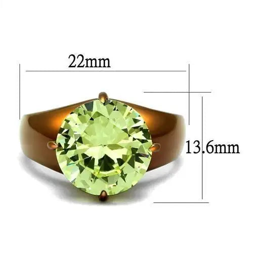 TK2839 - IP Coffee light Stainless Steel Ring with AAA Grade CZ in Apple Green color - Alamode - Flyclothing LLC
