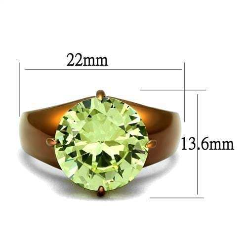 TK2839 - IP Coffee light Stainless Steel Ring with AAA Grade CZ in Apple Green color - Alamode - Flyclothing LLC