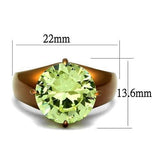 TK2839 - IP Coffee light Stainless Steel Ring with AAA Grade CZ  in Apple Green color