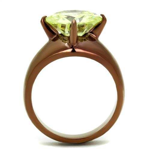 TK2839 - IP Coffee light Stainless Steel Ring with AAA Grade CZ in Apple Green color - Alamode - Flyclothing LLC