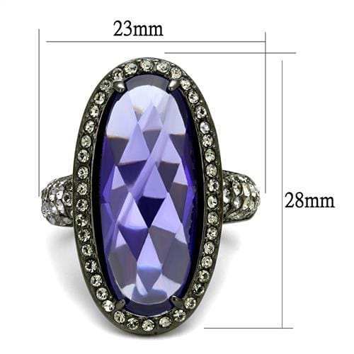 TK2840 - IP Light Black (IP Gun) Stainless Steel Ring with AAA Grade CZ in Tanzanite - Alamode - Flyclothing LLC