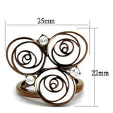 TK2841 - IP Coffee light Stainless Steel Ring with Top Grade Crystal in Clear - Alamode - Flyclothing LLC