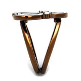 TK2841 - IP Coffee light Stainless Steel Ring with Top Grade Crystal  in Clear - Alamode