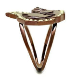 TK2842 - IP Coffee light Stainless Steel Ring with Top Grade Crystal in Citrine Yellow - Alamode - Flyclothing LLC