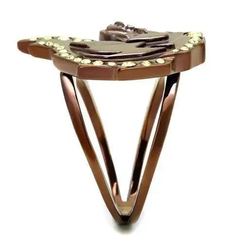 TK2842 - IP Coffee light Stainless Steel Ring with Top Grade Crystal in Citrine Yellow - Alamode - Flyclothing LLC