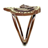 TK2842 - IP Coffee light Stainless Steel Ring with Top Grade Crystal  in Citrine Yellow - Alamode