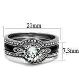 TK2843 - High polished (no plating) Stainless Steel Ring with Top Grade Crystal in Clear - Alamode - Flyclothing LLC