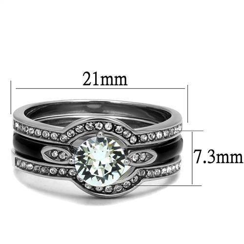 TK2843 - High polished (no plating) Stainless Steel Ring with Top Grade Crystal in Clear - Alamode - Flyclothing LLC