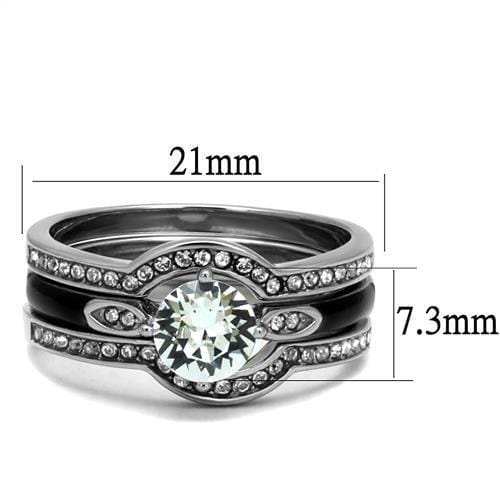 TK2843 - High polished (no plating) Stainless Steel Ring with Top Grade Crystal in Clear - Alamode - Flyclothing LLC