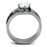 TK2843 - High polished (no plating) Stainless Steel Ring with Top Grade Crystal in Clear - Alamode - Flyclothing LLC