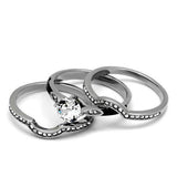 TK2843 - High polished (no plating) Stainless Steel Ring with Top Grade Crystal in Clear - Alamode - Flyclothing LLC