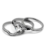 TK2843 - High polished (no plating) Stainless Steel Ring with Top Grade Crystal in Clear - Alamode - Flyclothing LLC