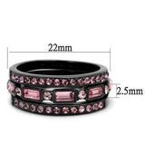 TK2844 - IP Light Black (IP Gun) Stainless Steel Ring with Top Grade Crystal in Multi Color - Alamode - Flyclothing LLC