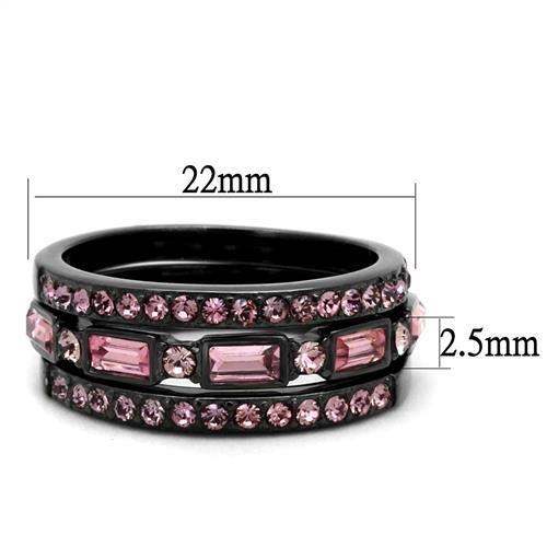TK2844 - IP Light Black (IP Gun) Stainless Steel Ring with Top Grade Crystal in Multi Color - Alamode - Flyclothing LLC