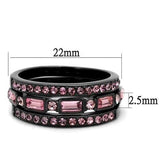 TK2844 - IP Light Black  (IP Gun) Stainless Steel Ring with Top Grade Crystal  in Multi Color - Alamode