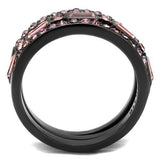 TK2844 - IP Light Black  (IP Gun) Stainless Steel Ring with Top Grade Crystal  in Multi Color - Alamode