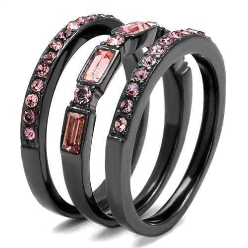 TK2844 - IP Light Black (IP Gun) Stainless Steel Ring with Top Grade Crystal in Multi Color - Alamode - Flyclothing LLC