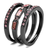 TK2844 - IP Light Black  (IP Gun) Stainless Steel Ring with Top Grade Crystal  in Multi Color - Alamode