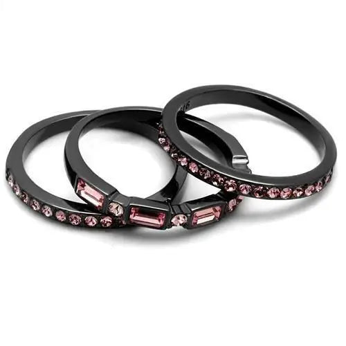 TK2844 - IP Light Black (IP Gun) Stainless Steel Ring with Top Grade Crystal in Multi Color - Alamode - Flyclothing LLC
