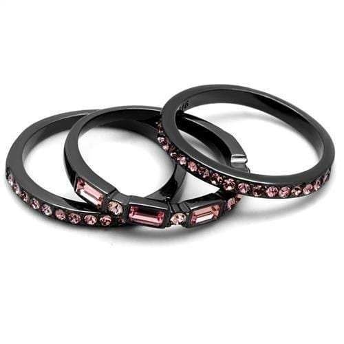 TK2844 - IP Light Black (IP Gun) Stainless Steel Ring with Top Grade Crystal in Multi Color - Alamode - Flyclothing LLC