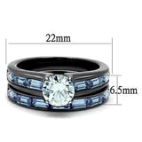 TK2845 - IP Light Black  (IP Gun) Stainless Steel Ring with AAA Grade CZ  in Clear - Alamode