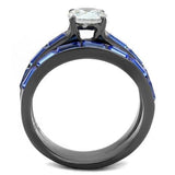 TK2845 - IP Light Black  (IP Gun) Stainless Steel Ring with AAA Grade CZ  in Clear - Alamode