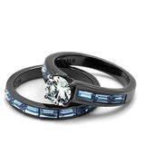 TK2845 - IP Light Black (IP Gun) Stainless Steel Ring with AAA Grade CZ in Clear - Alamode - Flyclothing LLC