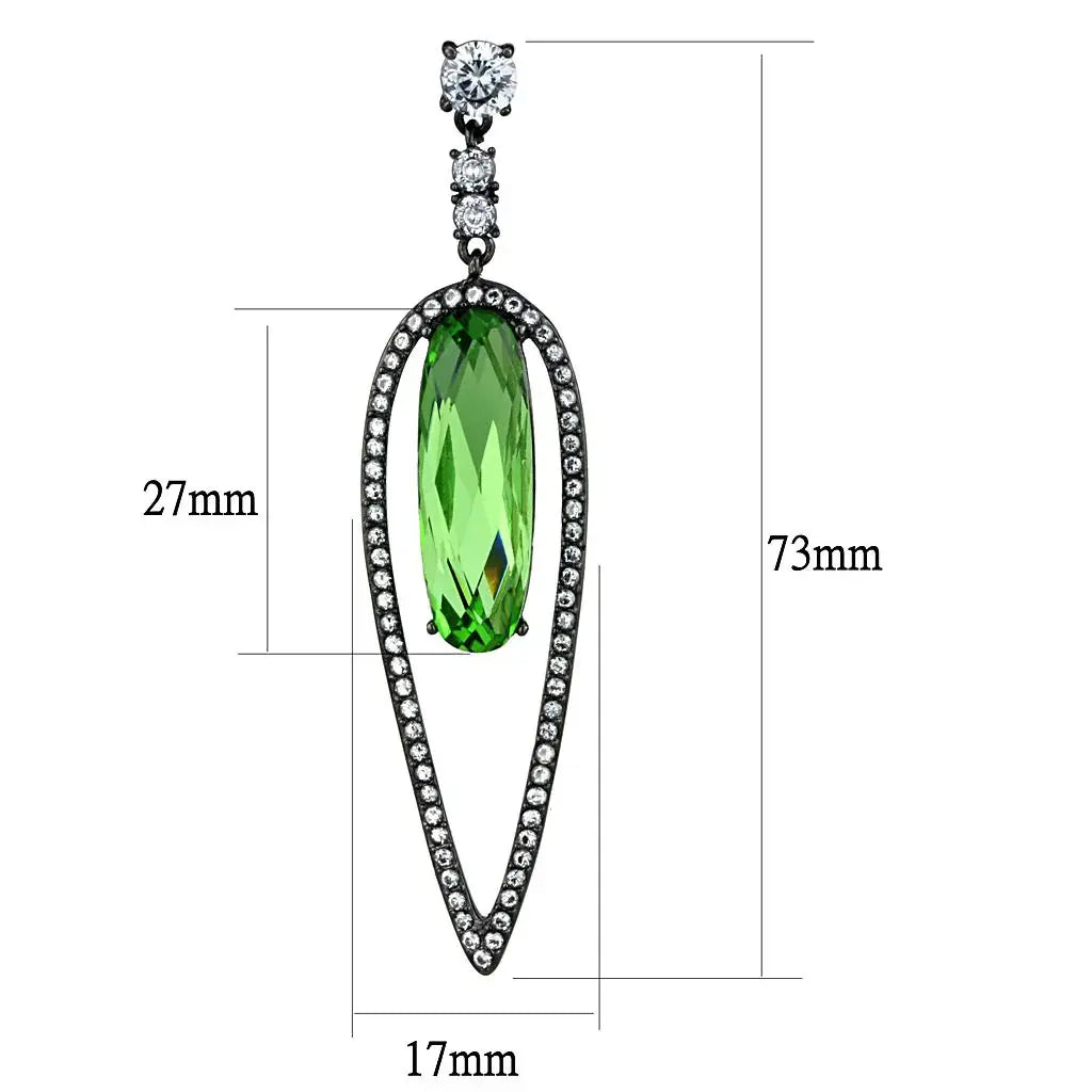 TK2846 - IP Light Black (IP Gun) Stainless Steel Earrings with Top Grade Crystal in Peridot - Alamode - Flyclothing LLC