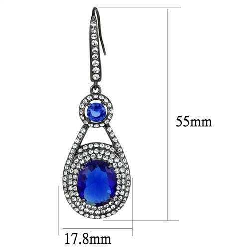 TK2851 - IP Light Black (IP Gun) Stainless Steel Earrings with Synthetic Synthetic Glass in Sapphire - Alamode - Flyclothing LLC