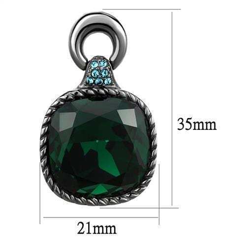 TK2852 - IP Light Black (IP Gun) Stainless Steel Earrings with Top Grade Crystal in Emerald - Alamode - Flyclothing LLC