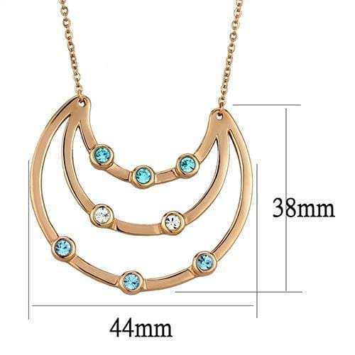 TK2857 - IP Rose Gold(Ion Plating) Stainless Steel Necklace with Top Grade Crystal in Multi Color - Alamode - Flyclothing LLC