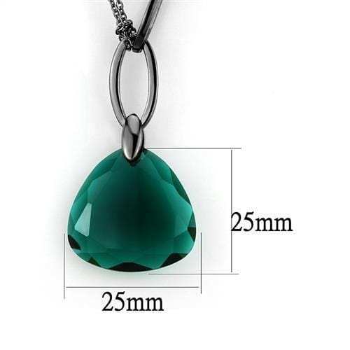 TK2858 - IP Light Black (IP Gun) Stainless Steel Necklace with Synthetic Synthetic Glass in Blue Zircon - Alamode - Flyclothing LLC