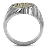 TK2859 - High polished (no plating) Stainless Steel Ring with Leather in Animal pattern - Alamode - Flyclothing LLC