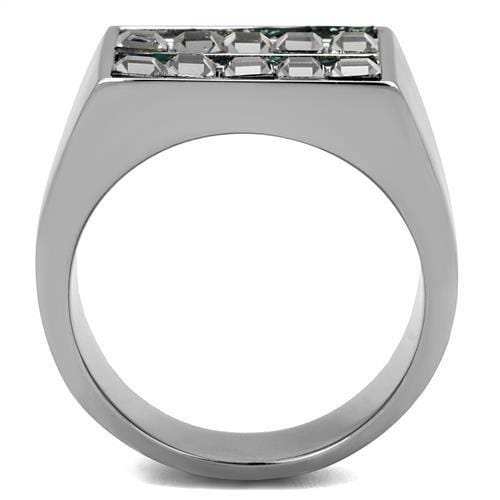 TK2861 - High polished (no plating) Stainless Steel Ring with Leather in Assorted - Alamode - Flyclothing LLC