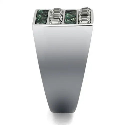 TK2861 - High polished (no plating) Stainless Steel Ring with Leather in Assorted - Alamode - Flyclothing LLC