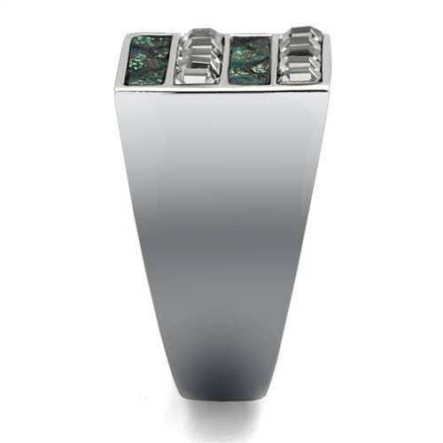 TK2861 - High polished (no plating) Stainless Steel Ring with Leather in Assorted - Alamode - Flyclothing LLC