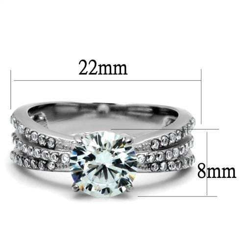 TK2862 - High polished (no plating) Stainless Steel Ring with AAA Grade CZ in Clear - Alamode - Flyclothing LLC