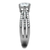 TK2862 - High polished (no plating) Stainless Steel Ring with AAA Grade CZ in Clear - Alamode - Flyclothing LLC