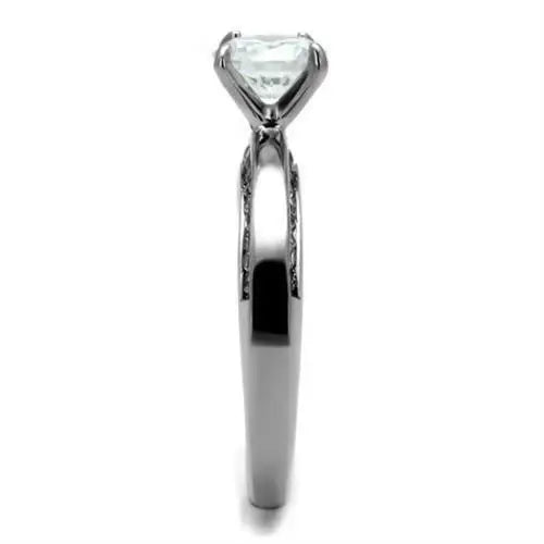 TK2864 - High polished (no plating) Stainless Steel Ring with AAA Grade CZ in Clear - Alamode - Flyclothing LLC
